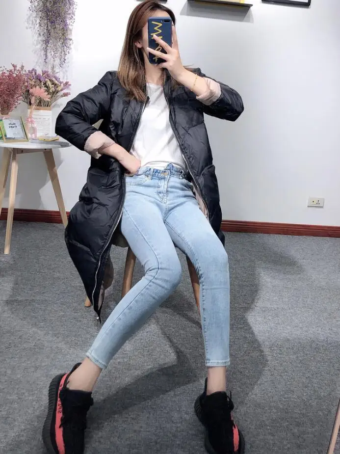 Veste d'hiver femmes nouveau hiver canard doudoune femmes lâche длинные vers le bas Parkas femme chaud femmes vers le bas manteau vêtements d'ext ereur - Цвет: Черный