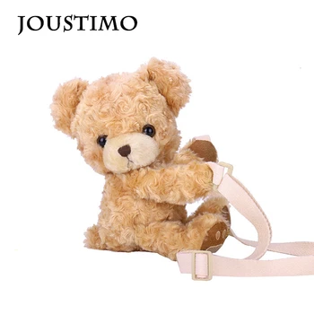 

New Women Shoulder Messenger Bags Cute Kids Teddy Bear Doll Plush Children Handbags Cartoon Bear Coin Purse Girls Birthday Gift