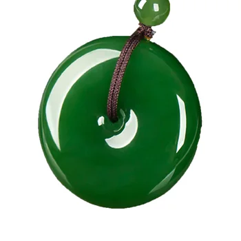 

Green Nephrite Pendant fashion Flat Round Circle Donut Peace Natural Real Jades Stones Pendant for Necklace