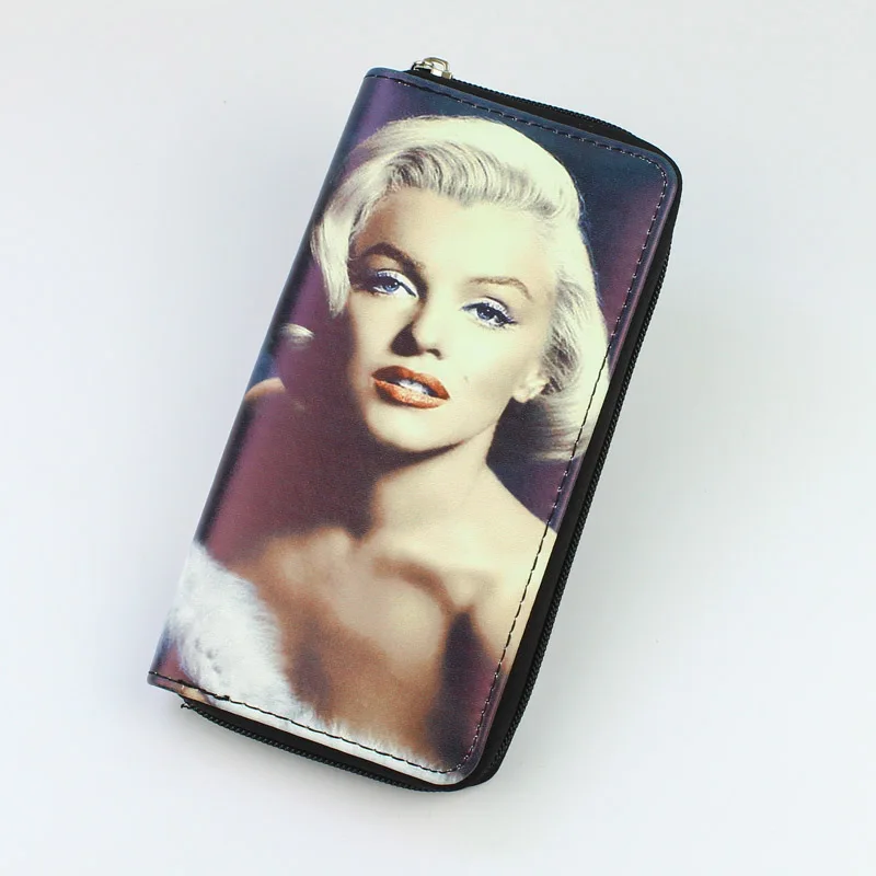 Brand Women Wallets Card ID Holder Soft PU Leather Cute Girls Marily Monro Character Lady Handbags Coin Purse Female Wallet Bag 6