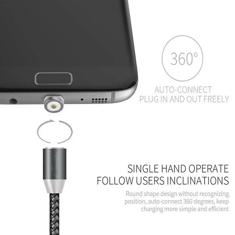 360 ° подключение круглого магнитного зарядного устройства для type C iOS Micro usb зарядный кабель лот для samsung Galaxy S9/S8/Plus/Note 8