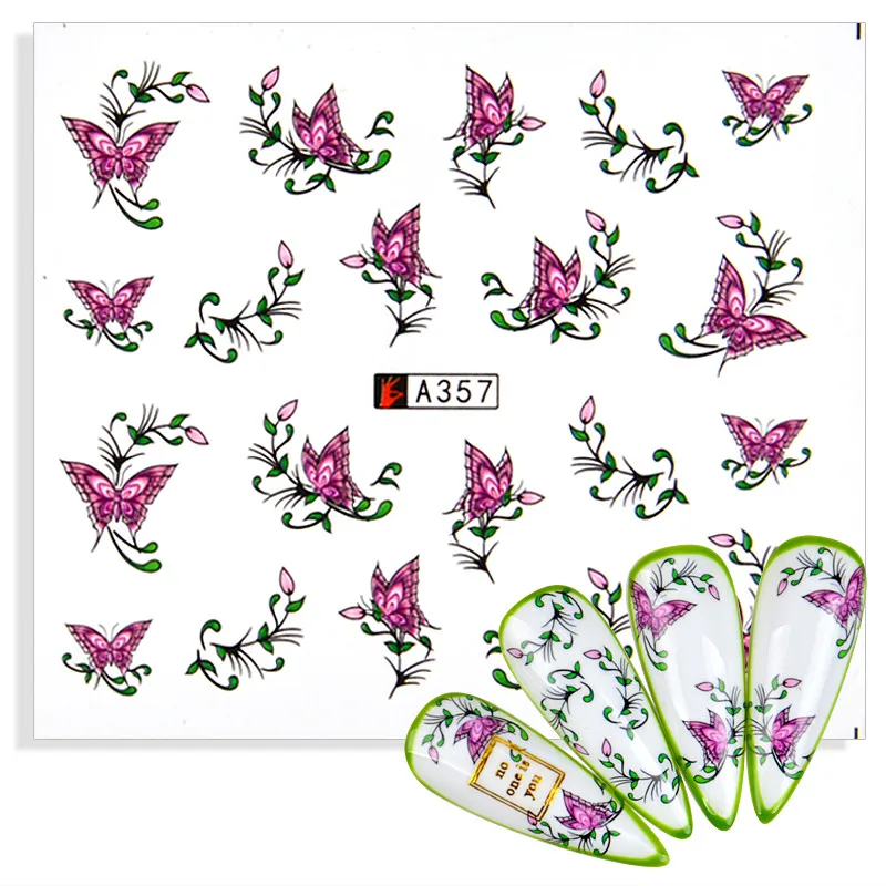 

1 Sheet Hot Sale Nail Sticker Flower Butterfly Nails Beauty DIY Water Transfer Stickers Nail Art Tips Nail Decor Manicure Decal