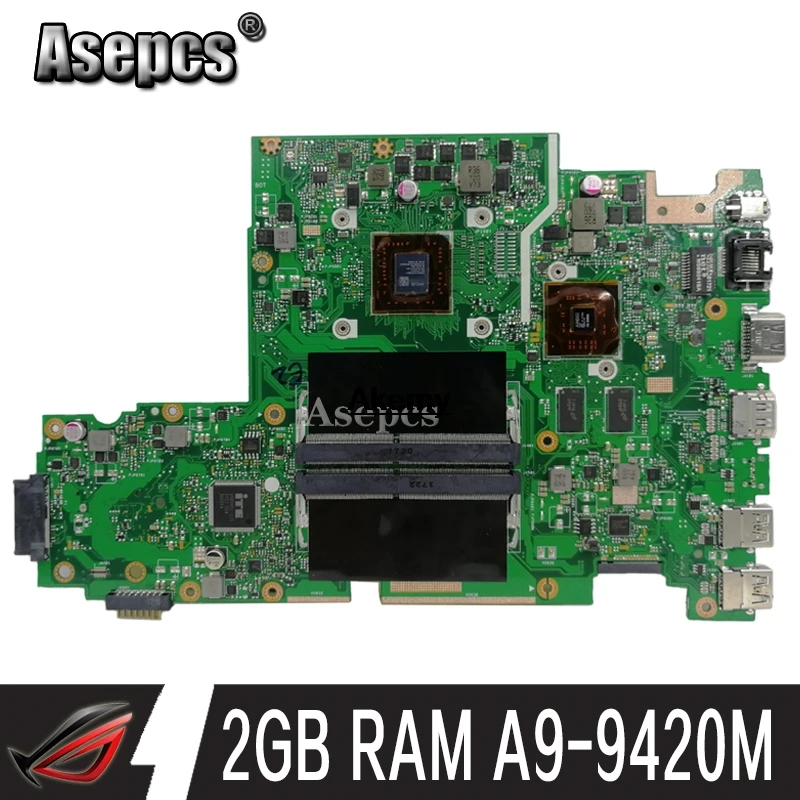  X542BP laptop motherboard For ASUS X542B X542BP A580B K580B Mainboard 100% test 2GB RAM A9-9420M CP