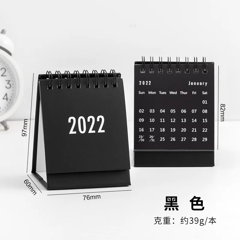 STOBOK Mini calendario de escritorio 2022 páginas mensuales calendario diario tabla de papel año de mesa caballete calendario de sobremesa verde 