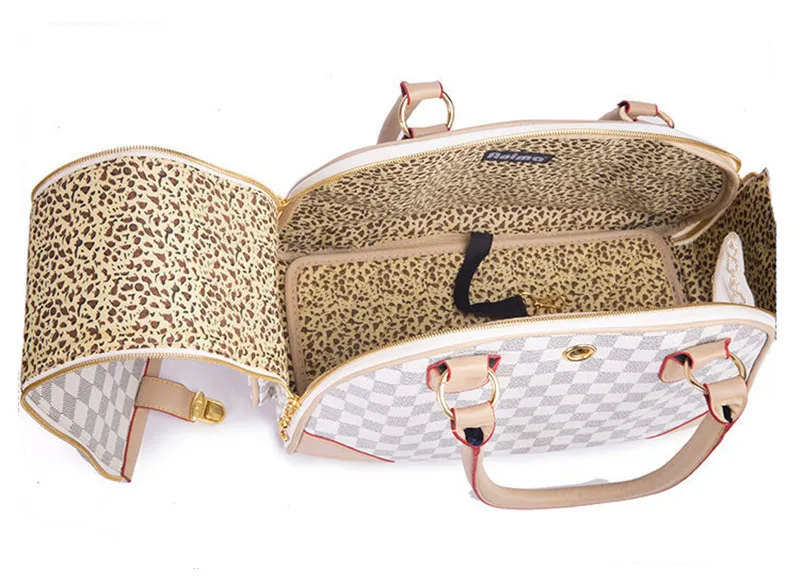 Pu Leather Small Cat Dog Carrier Bag Outdoor Travel Carry Tote Foldable Shopping Bag Portable Pet Dog Handbag 6