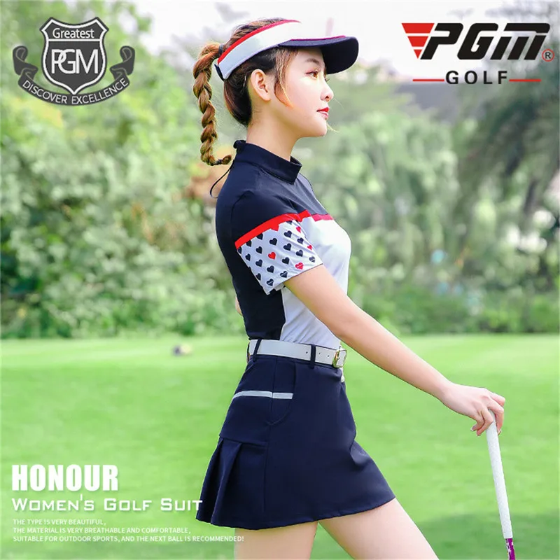 PGM Golf Футболка для женщин, топы, спортивная одежда, летняя уличная спортивная одежда, футболка для гольфа, Женская дышащая рубашка с коротким рукавом, футболки