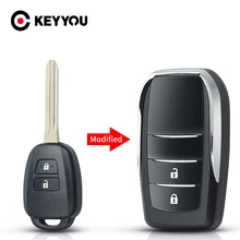 KEYYOU – télécommande de voiture 2/3/4 boutons, pour Toyota Prius RAV4 Camry Corolla, télécommande de voiture modifiée, housse de clé pliable