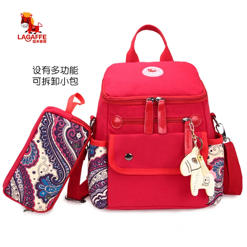 

Women's backpack European and American fashion contrast color shoulder bag female multi-function mother bag travel bag