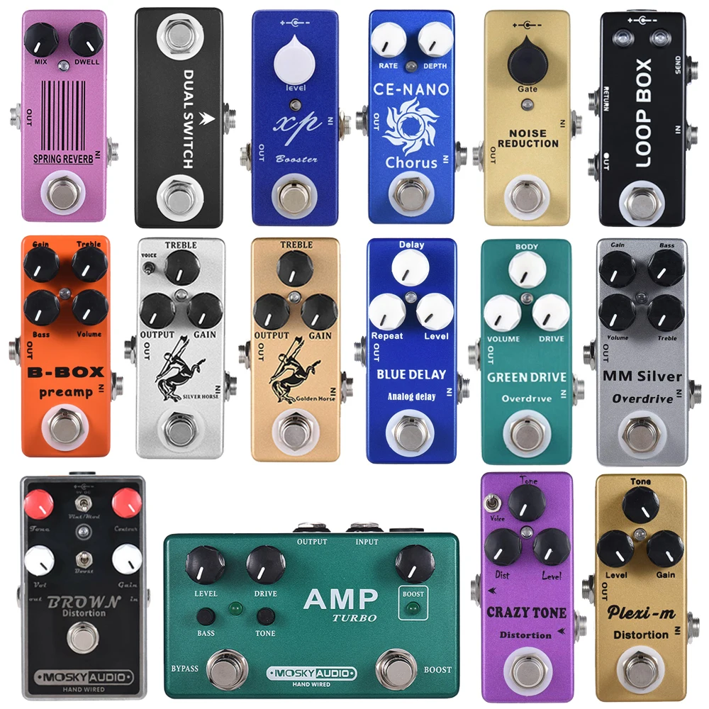 MOSKY Audio Electric Guitar Effects Pedal Bass Distortion Overdrive Buffer Delay Reverb True Parts &amp Accessories | Спорт и