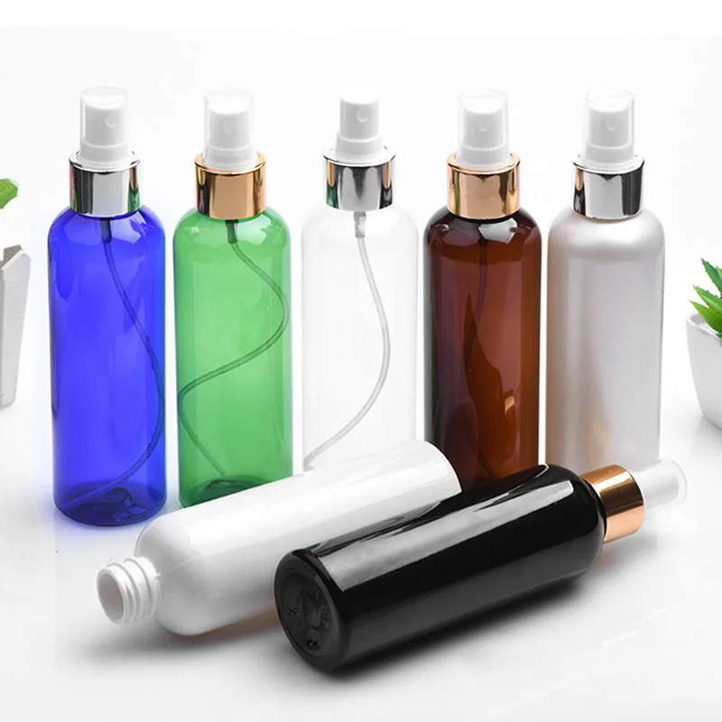 

200ml X 30 Empty Makeup Setting Spray Pump Plastic Bottle With Gold Aluminum Collar 200cc Perfume Cosmetic PET Bottle Container