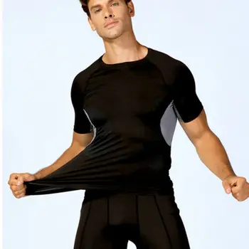 

Men Sports Gym Summer T-Shirt Bodybuilding Fitness Training Workout Muscle Tee Tops Causal O neck Black White Tshirt Sportwear