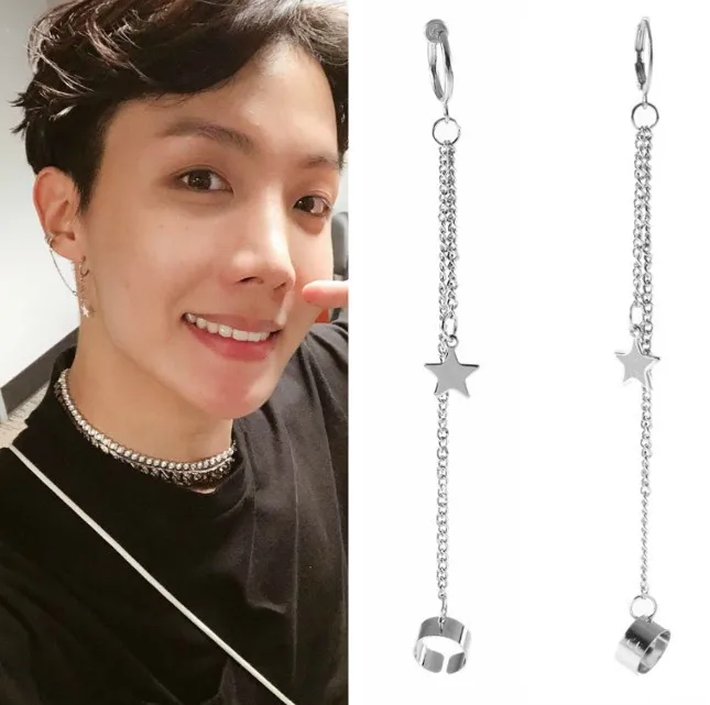 BTS Bulletproof Boys Zheng Hoseok Celebrity Style Star Earrings Clip-on Men And Women er lian