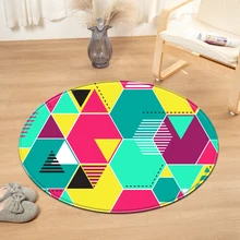 Современная Геометрическая круглая подушка для компьютерного стула, ковер для детской комнаты, спальни, 3D Рисунок, декоративный прикроватный коврик для гостиной