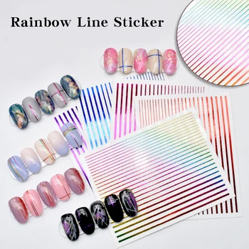 

MAD DOLL 1 Sheet 3D Nail Stickers Colorful Transfer Stickers Line Mixed Patterns Nail Art Decoration Nail Art DIY Accessories