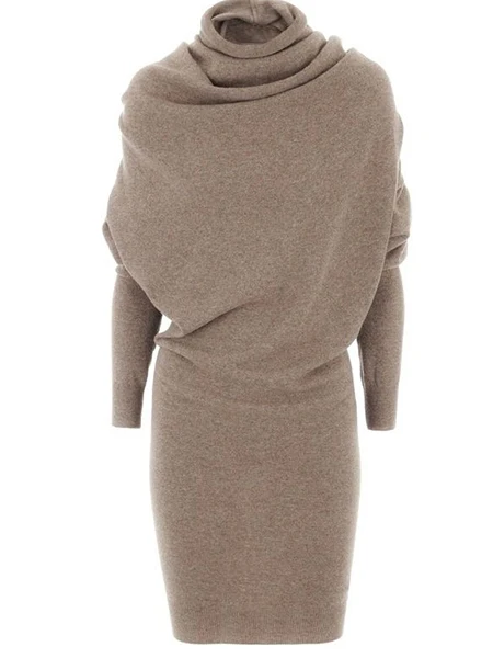 

Women Swaeater Dress 2019 Winter Warm Black Autumn Casual Bodycon Camel Turtleneck Wool Blends Fashion Women Office Dress