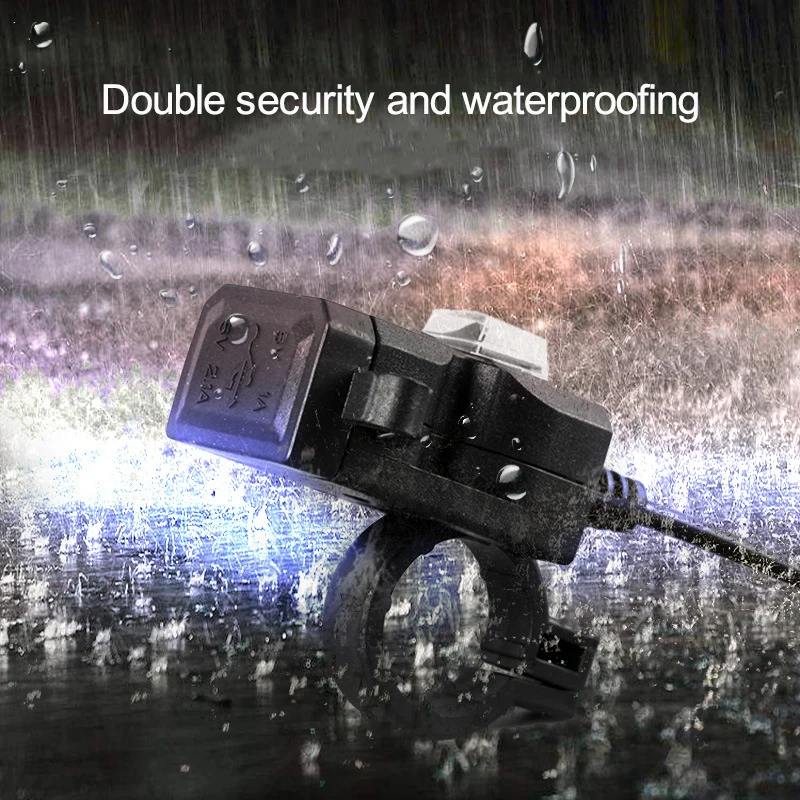 

1pc Dual USB Port 12V Waterproof Motorbike Motorcycle Handlebar Charger 5V 1A/2.1A Adapter Power Supply Socket for Phone Mobile