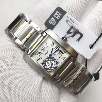 

Wholesale high quality Men Watch Geneva Automatic Movement Santo Stainless Steel Watche Silver Bezel White Dial AAA Quality 28mm