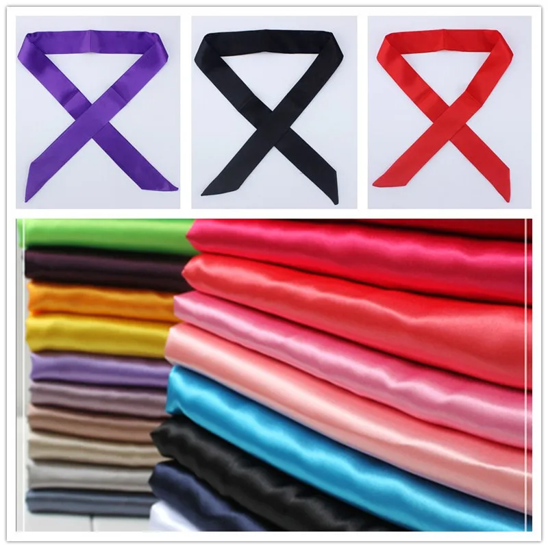 

4*100cm Solid color slender scarf ribbon Tied bag handle silk scarf Multi function ribbon decorative scarf hair Hand head scarf
