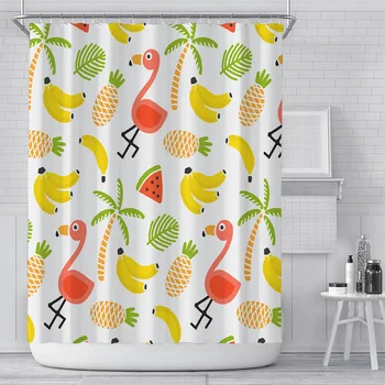 

Fruit Printed Shower Curtain Bathroom Waterproof Polyester Lemon Peach Printed Shower Curtain Creative for Bathroom w Hooks New