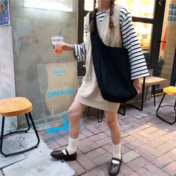 

Raged Sheep Simple High Quality Women Handbags Canvas Tote Bags Solid Color Shopping Travel Girls Reusable Shoulder Shopper Bag