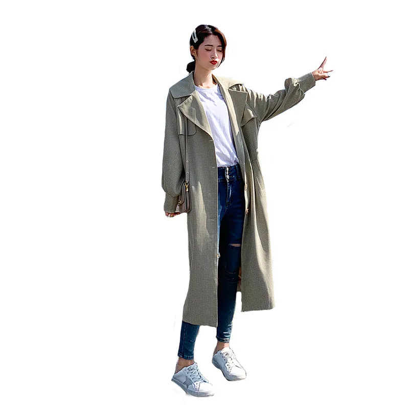 

2019 Autumn New Style WOMEN'S Windbreaker Trench Coat Women's Mid-length Korean Style WOMEN'S Dress Casual Trench Coat