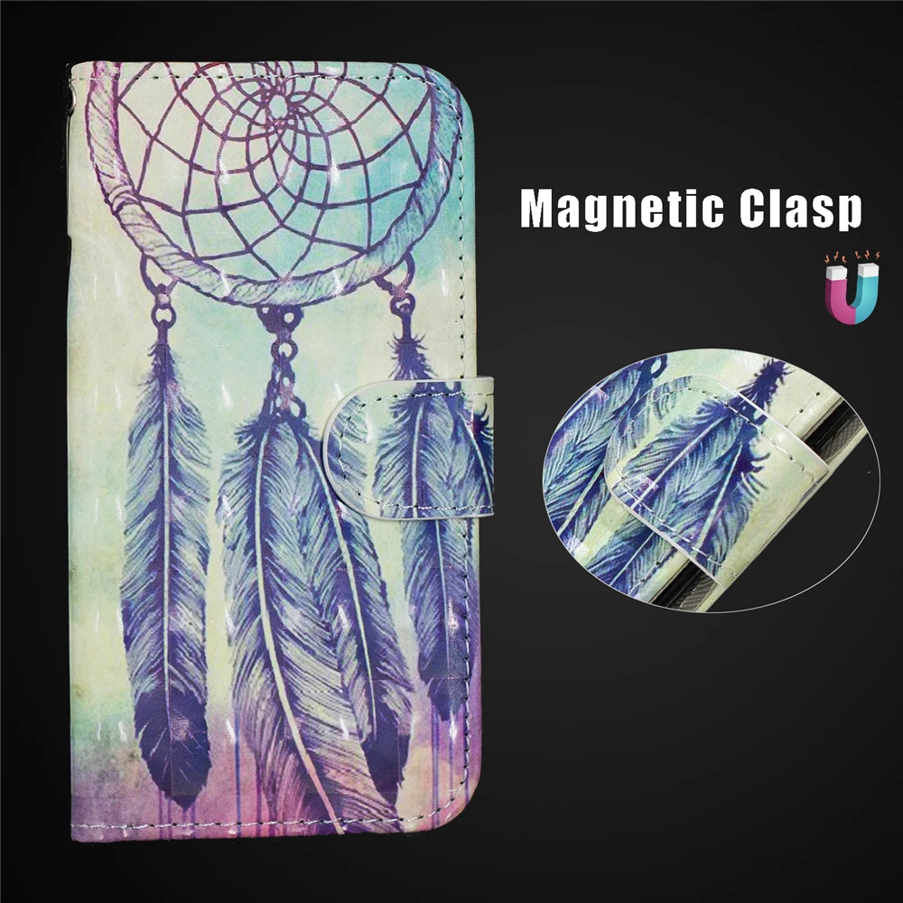3D Flip Leather Cases For Huawei Y6 Pro Case For Huawei P9 Lite Mini Cover For Huawei Enjoy 7 Wallet Stand Phone Cases