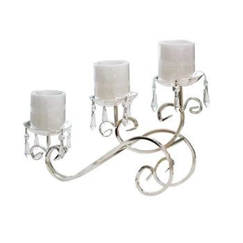 

European Wrought Iron Candlestick Metal Silver Plated 3 Candlestick Wedding Gift Props Bar Home MYDING