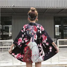 Женское японское кимоно косплей белая черная блузка для женщин тонкое пальто японское юката летнее пляжное кимоно для женщин и мужчин