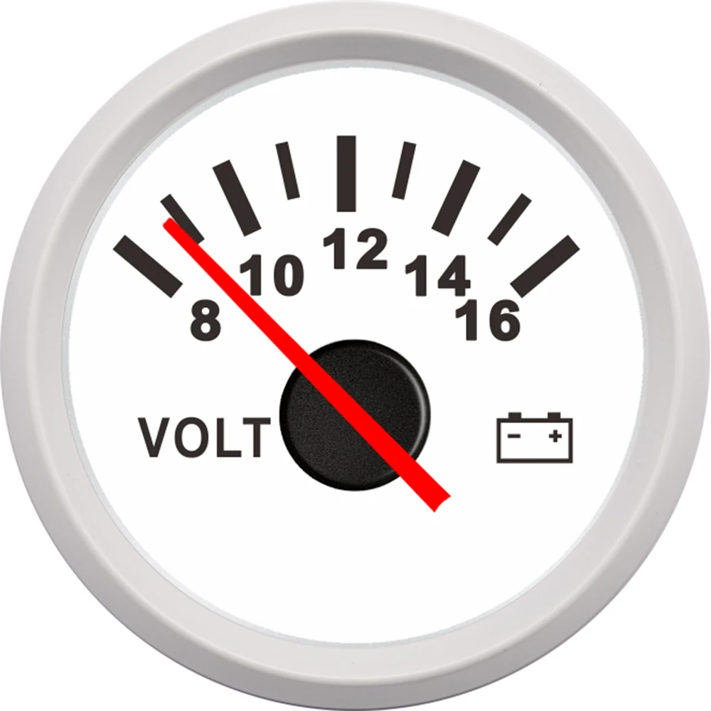 White-8-16 V 12 В 52 мм вольтметр красная подсветка водонепроницаемый автомобильный Манометр вольтметр painel Универсальный мото индикатор напряжения для лодки moto rcycle - Цвет: White-8-16 V