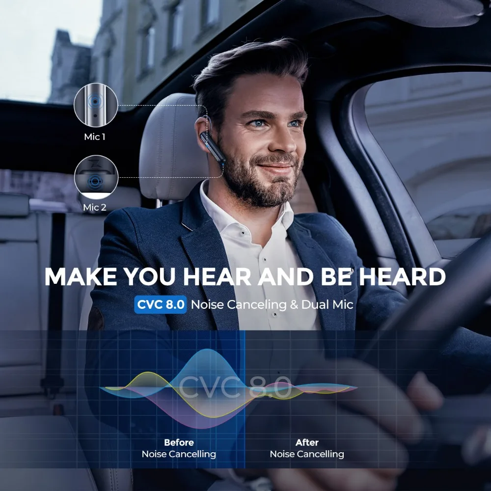 Mpow Business Wireless Headset Bluetooth Earphones With Dual Mic Handsfree Earphones with 30 Hrs Playtime for Cell Phone EM17 (5)