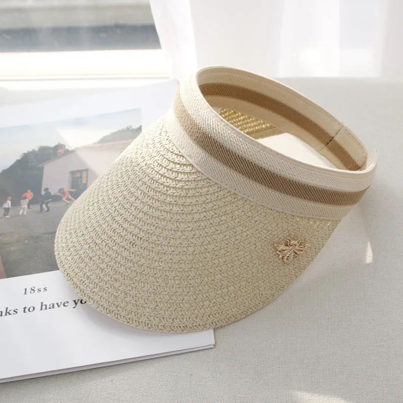 Summer empty top Korean version of grass hat women travel holiday leisure sun hat beach hat sun hat sun hat tide - Цвет: Серый