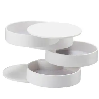 

Women Jewelry Storage Box New Design Fashion 4-Layer Rotatable Jewelry Accessory Storage Compartment With Lid Birthday Gift
