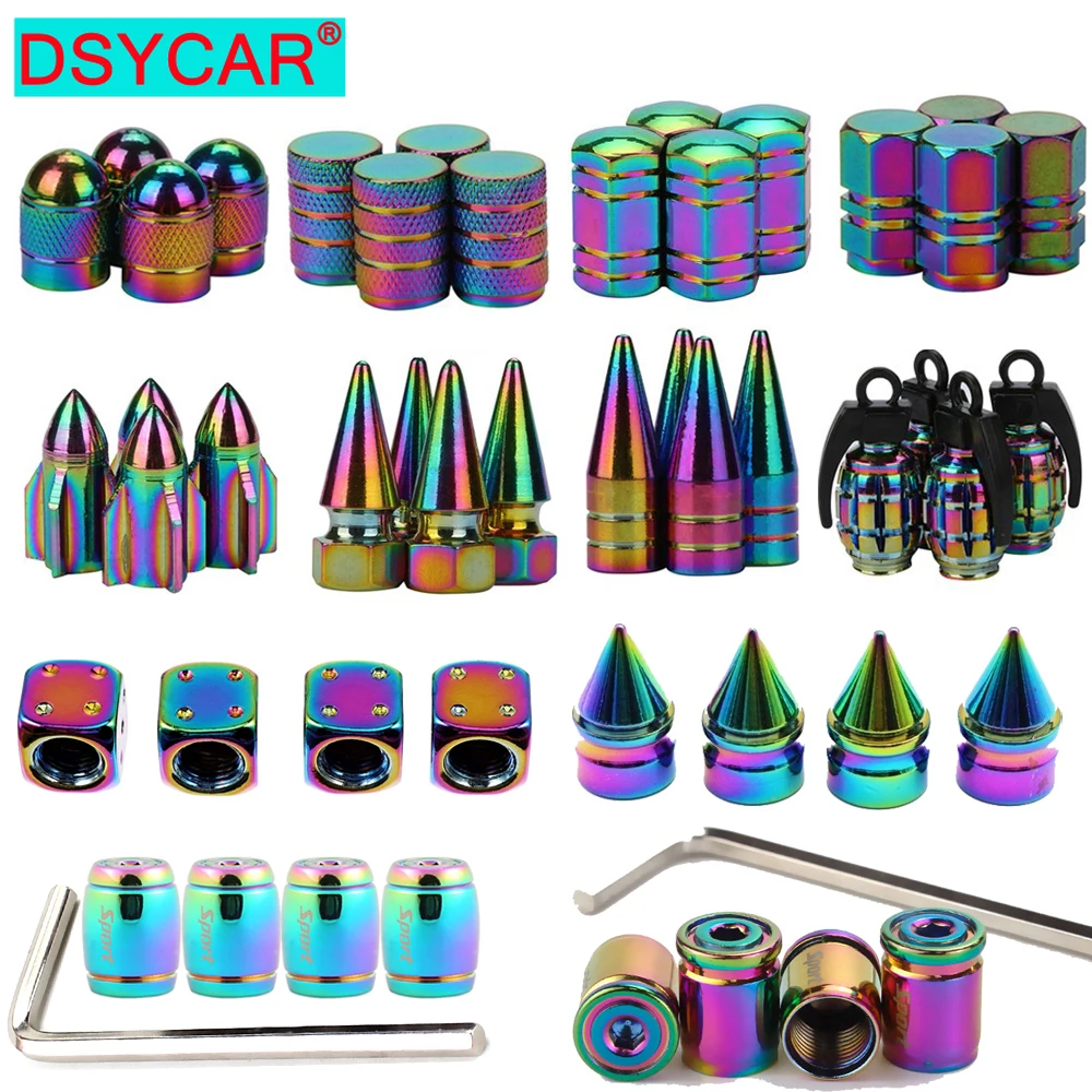 DSYCAR-다색 모터사이클 타이어 휠 밸브 캡 4 개/세트, 더스트 커버, 자동차 타이어 밸브 스템 캡, 자동차 스타일링 