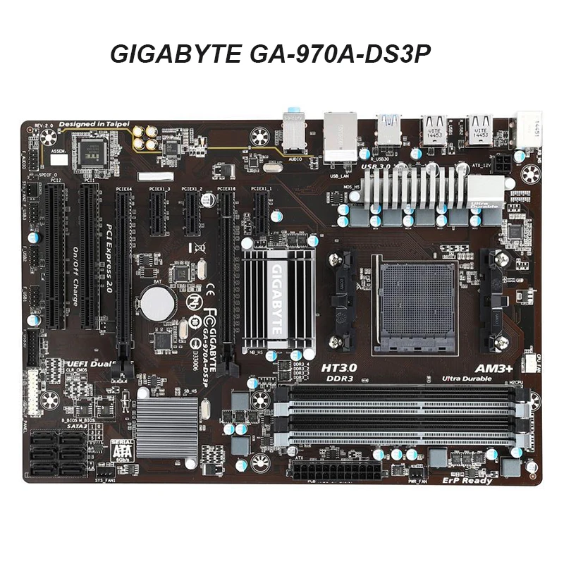 Материнская плата для компьютера GIGABYTE GA-970A-DS3P USB3.0 SATA3 970A-DS3P Socket AM3/AM3 + DDR3 AMD 970 б/у