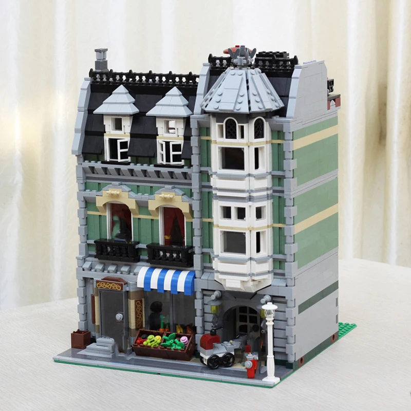 2465 шт. MOC 15008 город улица вид зеленый бакалейщик модель 10185 строительные блоки