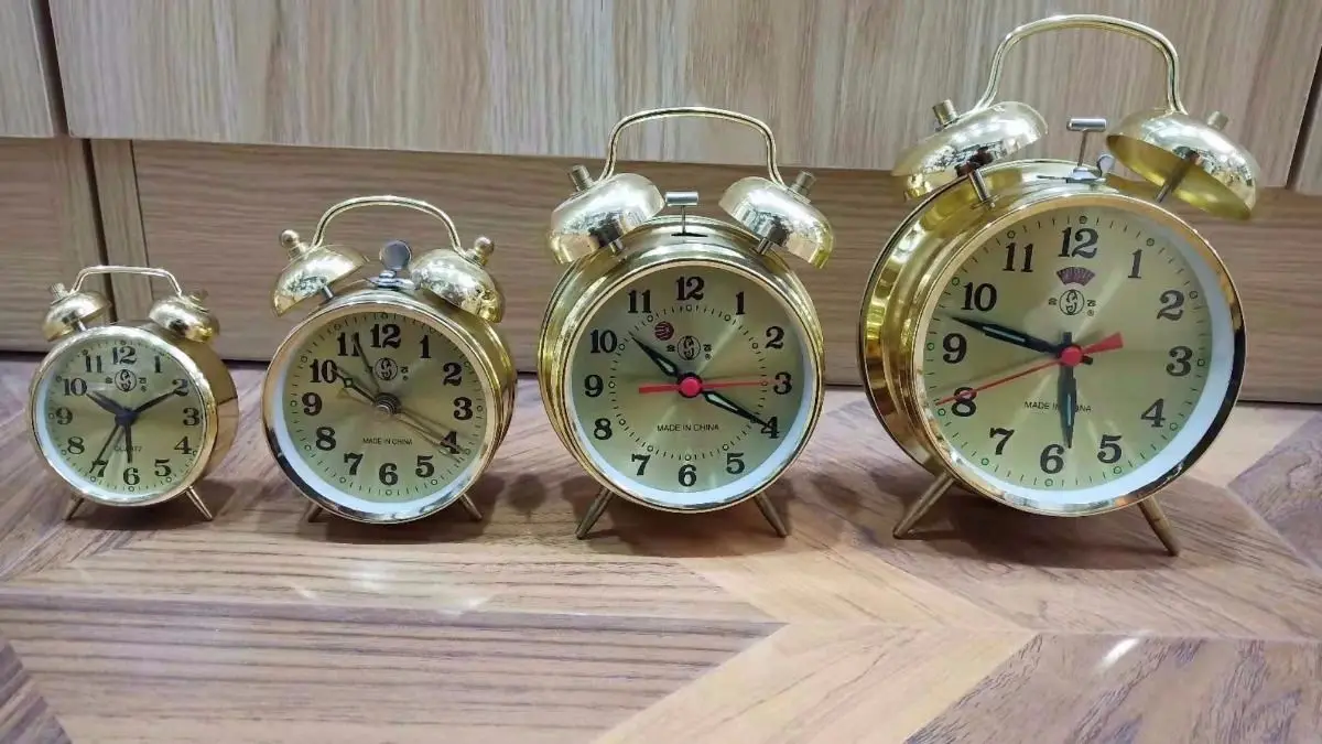 Réveil sans radio,Réveil mécanique en métal et cuivre,horloge de Table