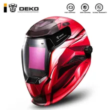 DEKO Red Solar Auto Darkening MIG MMA Electric Welding Mask/Helmet/Welding Lens for Welding Machine or Plasma Cutter