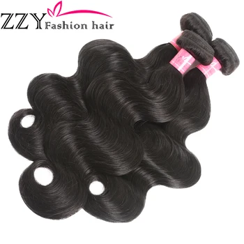 ZZY Fashion Hair Brazilian Body Wave Bundles With Closure non-remy Human Hair Weave Bundles With Closure 4