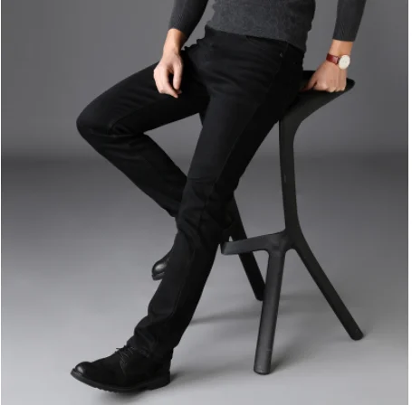 Мужские классические черные джинсы Homme Pantalones Hombre мужские мягкие байкерские Masculino джинсовые комбинезоны брюки повседневные удобные брюки - Цвет: Черный