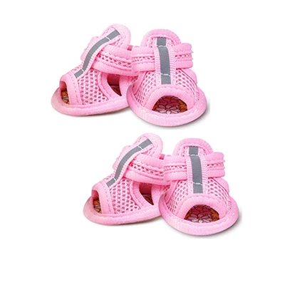 Сандалии для собак обувь для собак собака летняя обувь с воздухопроницаемой сеткой для животных пинетки для маленькие собачки Чихуахуа йоркширского терьера Хаски лабрадор - Цвет: Розовый
