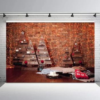 

Christmas Tree Wooden Board Photo Background Gifts Toy Indoor Newborn Baby Kids Photographic Backdrops For Photo Studio