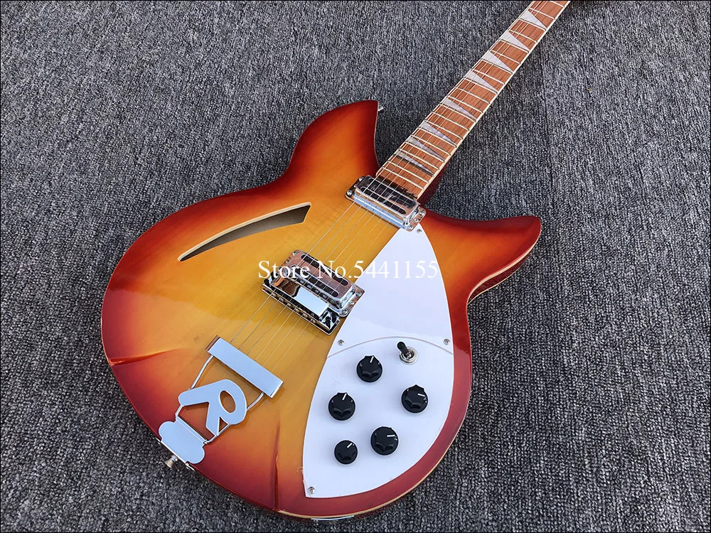 Высокое качество 6 струнная электрогитара, Ricken Sunset burst электрогитара с R хвостовой частью