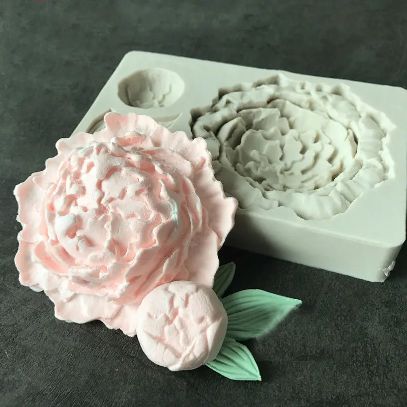 DIY Пион лист силиконовая форма для выпечки Мыло в форме цветка и декорирование тортов Сахар Форма Большая помадка торт украшения инструменты
