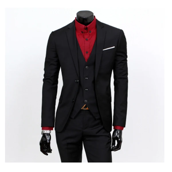 

Jacket+Pants+vest) 2019 New Style Single Button Pure Color Wedding Suits Men,Casual Men's Dress Suits,Business Suits Blazers
