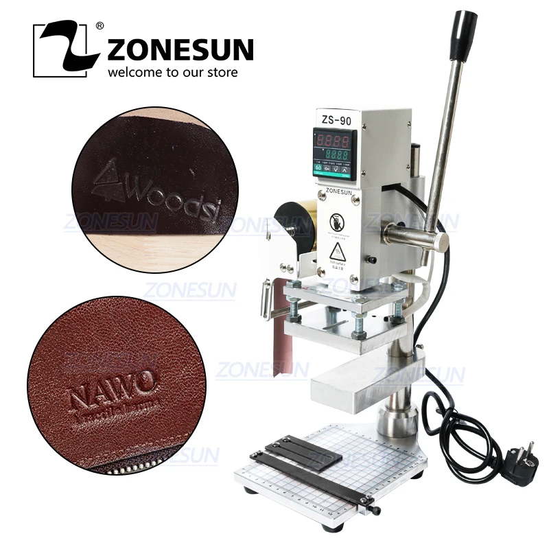ZONESUN Leather Bag Shoes embossing machine with foil holder stamping