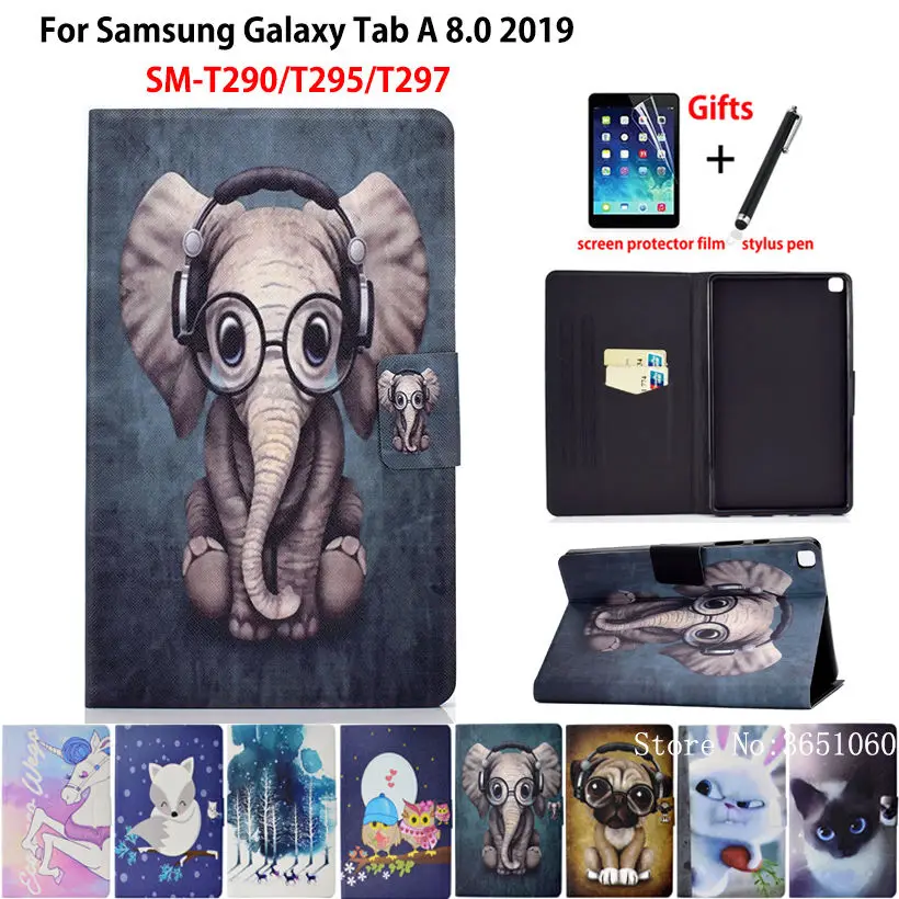Чехол для Samsung Galaxy Tab A 8,0 SM-T290 SM-T295 T295 T297 чехол Funda модный силиконовый чехол из искусственной кожи+ подарок