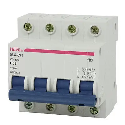 

AC 400V 63A 4-Pole 4P Overload Protection MCB Mini Circuit Breaker