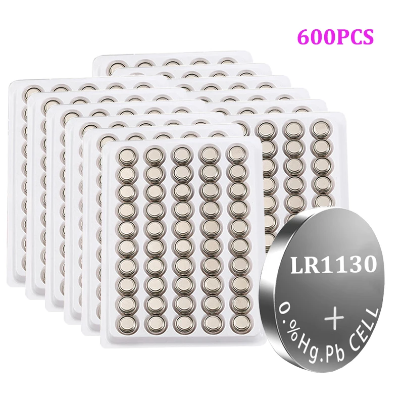

600PCS AG10 Battery LR1130 Coin Button Cells 1.5V LR54 189 L1131 SR1130 G10 V10GA 389 Alkaline For Watch Toys Button Cell Batter