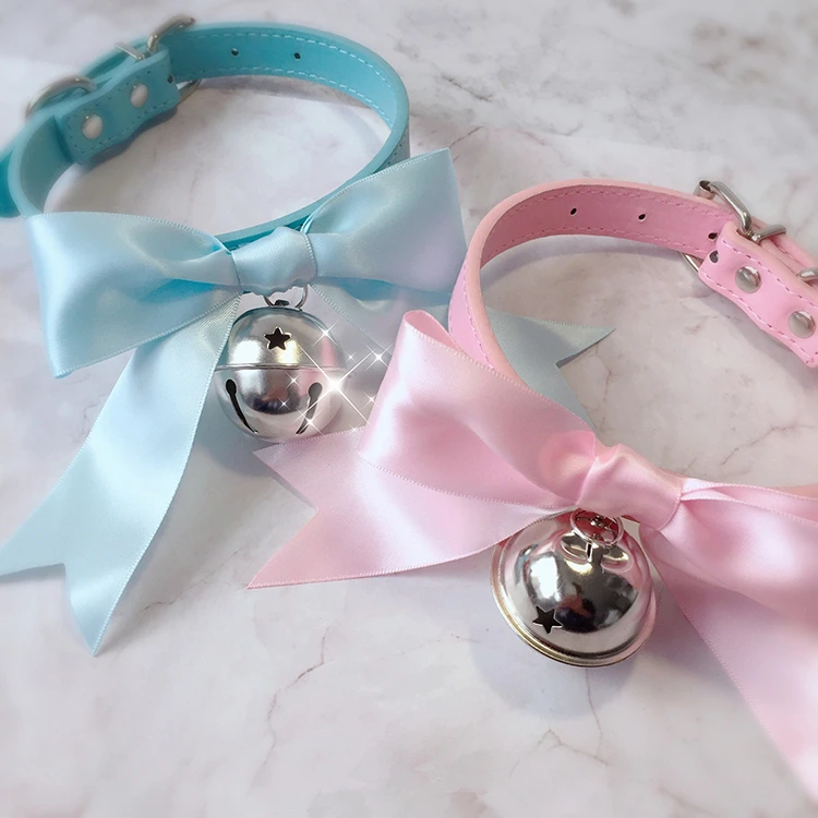 Высококачественный милый кожаный ошейник с бантом и колокольчиком Сейлор Мун