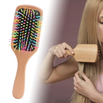 

Natural Wood Paddle Brush Wooden Hair Care Spa Massage Comb Anti-static Comb New